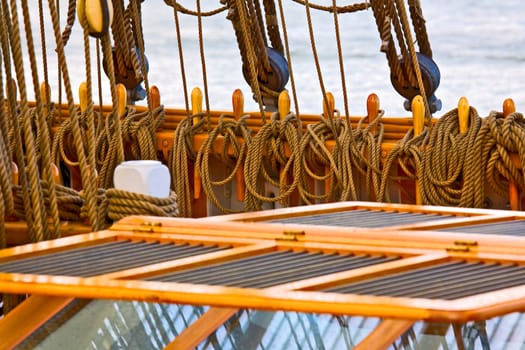 Ropes and Rigging on a sail ship 