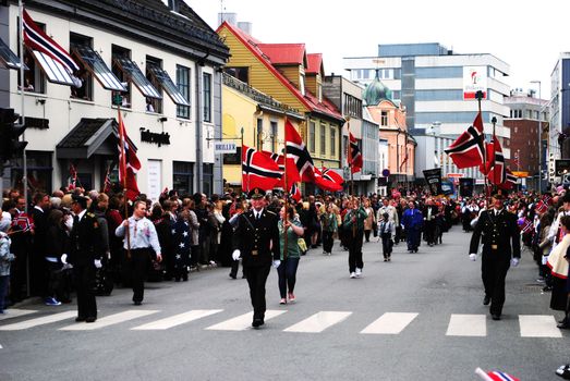 Norwegian cops in their parade uniforms during national day celebration 17th of may 2011.