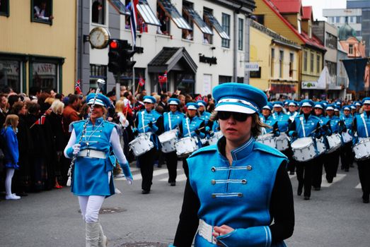 A marching band during norwegian national day celebration 17th of may 2011.