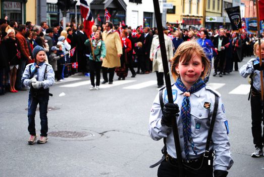 Scouts attending norwegian national day celebration 17th of may 2011.