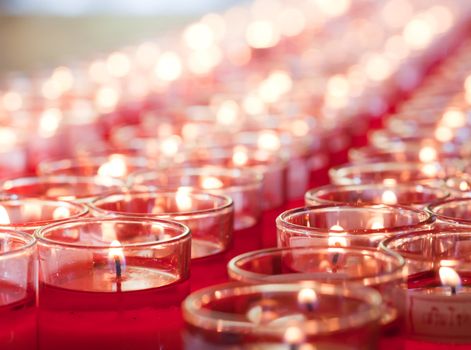 burning candles on the chinese temple