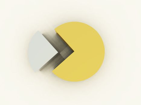 Close up of a 3D pie chart.