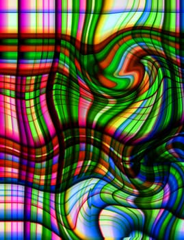 Pattern background made out of distorted colour lines.