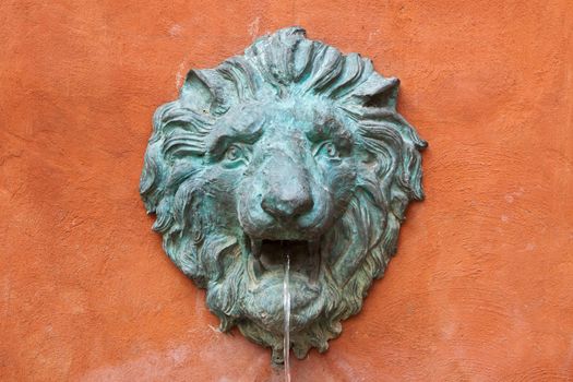 iron Lion head sculpture