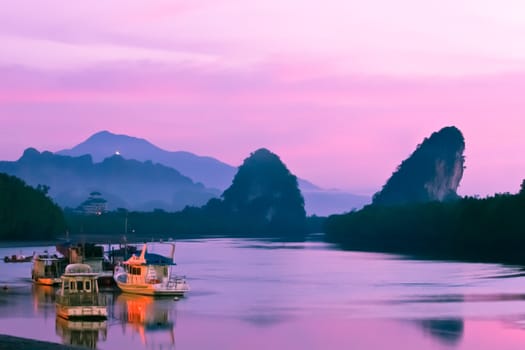 sunrise and water reflex, Southern of Thailand