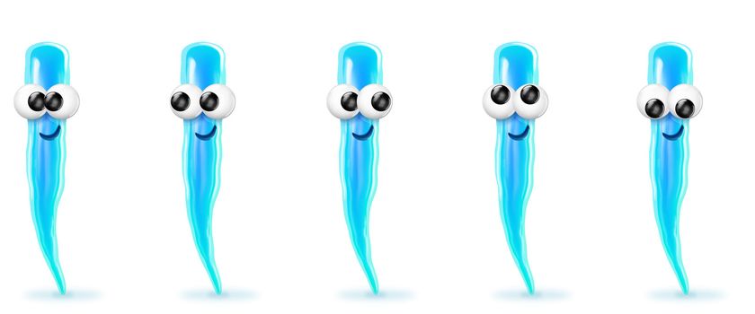A cartoon icicle looking in several directions.