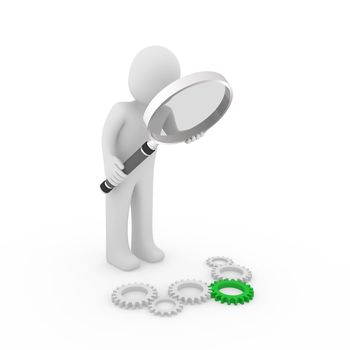 3d magnifying glass gear green maschine search loupe