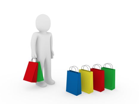 3d human man sale bag retail shopping red