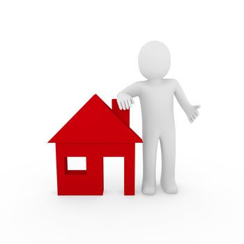 3d man house red home energie save estate