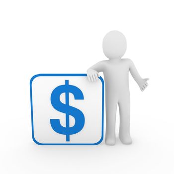 3d human man dollar blue finance money currency