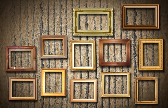 golden frame on old wall