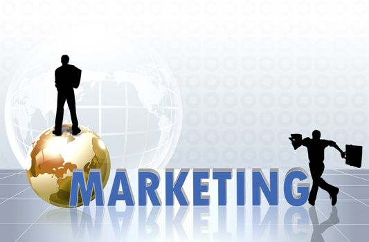 Business hand and word marketing