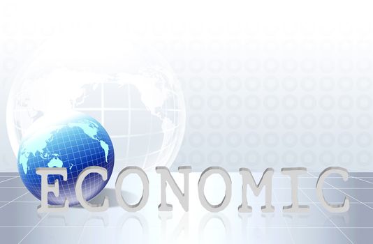 word   economic  - business concept