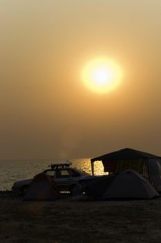 Rest at the sea with tent 