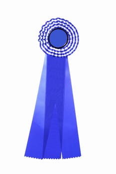 Blue and white ribbon for award or prize