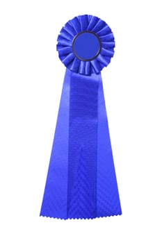 Blue ribbon award isolated on white