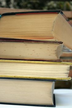 a stack of old books