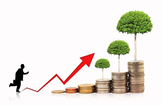 Financial graph with coins