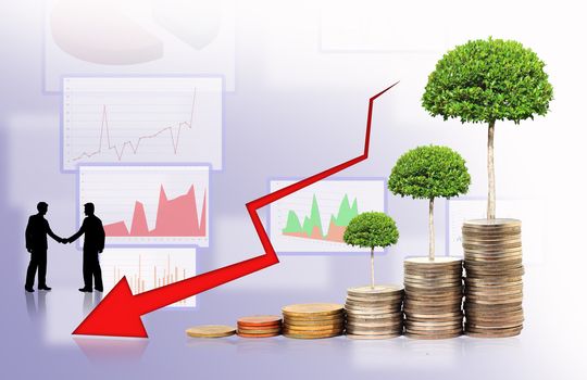 Financial graph with coins