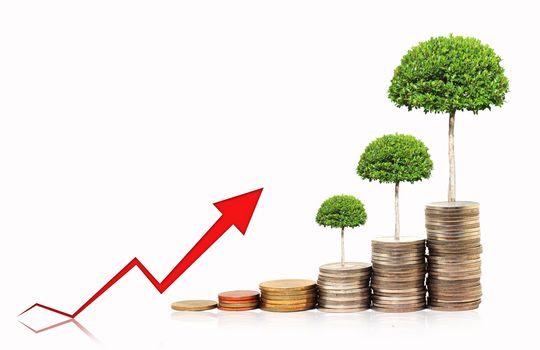 Financial graph with coins