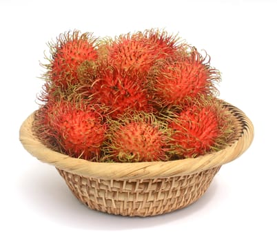 Tropical fruit rambutan with white background