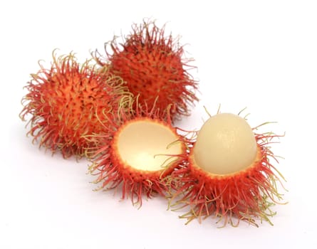 Tropical fruit rambutan with white background