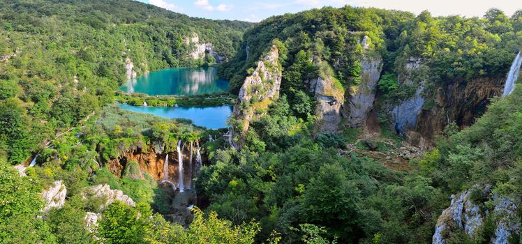 Plitvice Lakes - National Park in Croatia. Panorama