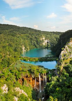 Plitvice Lakes - National Park in Croatia. Vertical panorama
