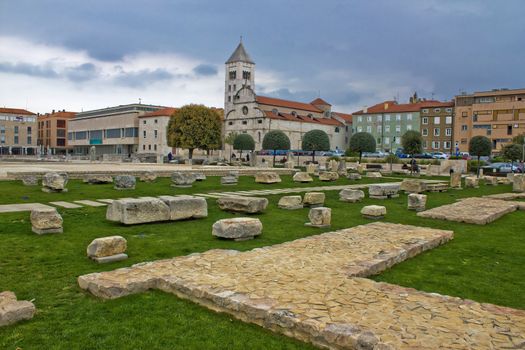 Green square in Zadar - Forum romanum, Croatia