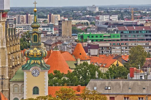 Zagreb rooftops and church tower