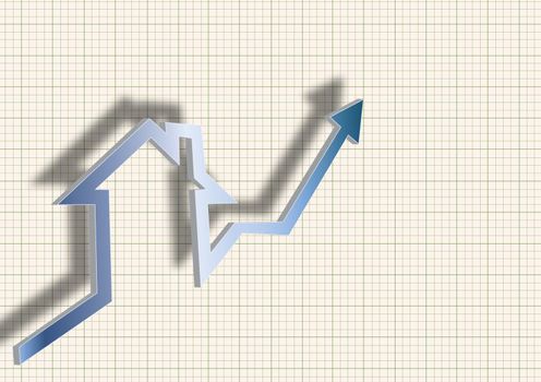 house against chart of real estate market
