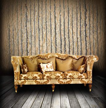 interior grunge room with classic sofa