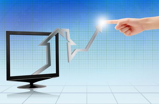 Growth business graph on LCD  monitor