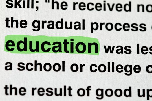 The word education highlighted in green - many uses in education industry.

