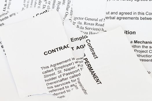 Torn contract concept - many uses in the manufacturing and legal industry.