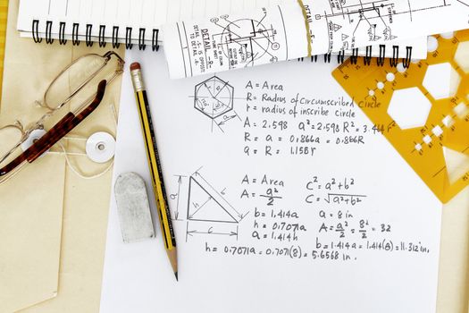 Area calculation of circle and triangle - many uses in mathematics and trigonometry.