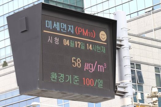 Pollution index and indicator at street in Seoul Korea.