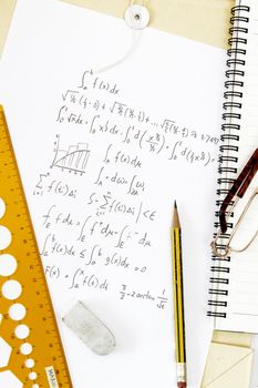 Integral calculus and differential calculus calculation concept.