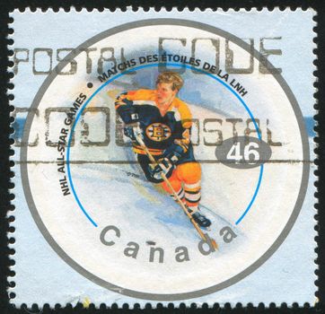 CANADA - CIRCA 2000: stamp printed by Canada, shows hockey player, circa 2000