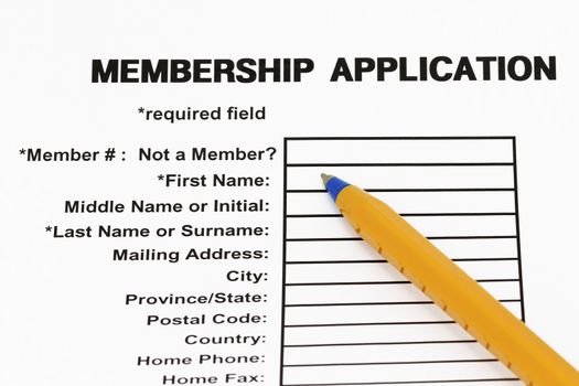 Membership application form - fill up the blank spaces.