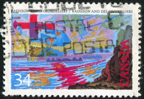 CANADA - CIRCA 1987: stamp printed by Canada, shows Pierre Esprit Radisson, Pioneers of New France, circa 1987