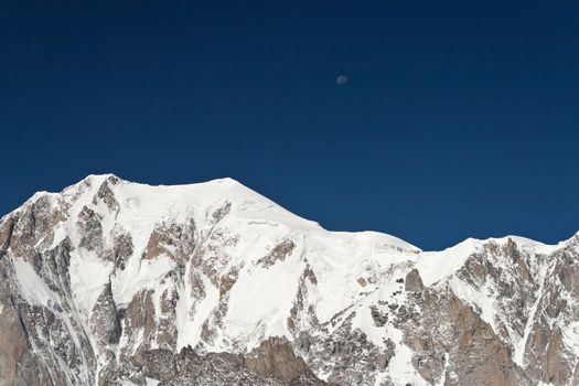 summer view of Mont-Blanc mountain from Helbronner peak