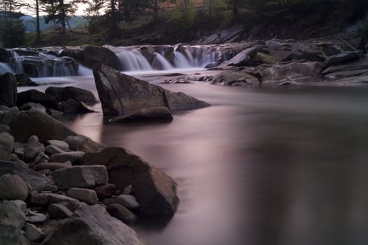 Beautiful river landscape during the sunset Horizontal