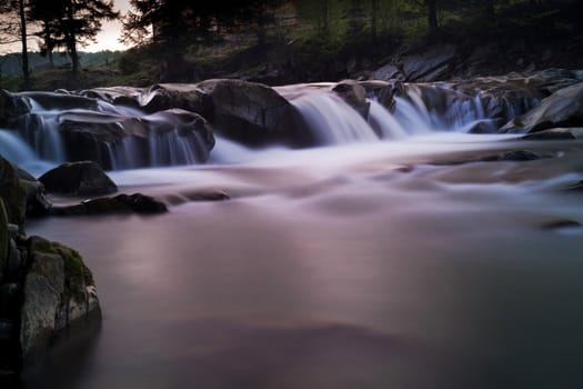 Beautiful river landscape during the sunset Horizontal