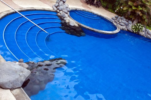 Detail of a pool in a tropical garden