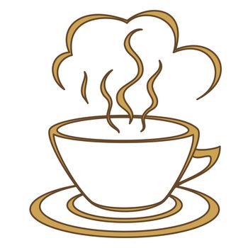 Coffee cup with fragrant steam. Morning, a breakfast, good joyful day