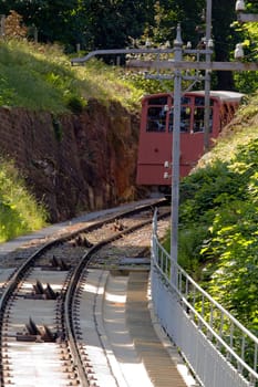 A Mountain Railway above a city in Northern Europe