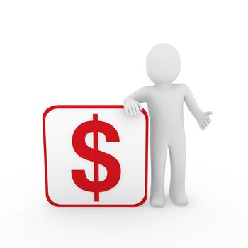 3d human man dollar red finance money currency