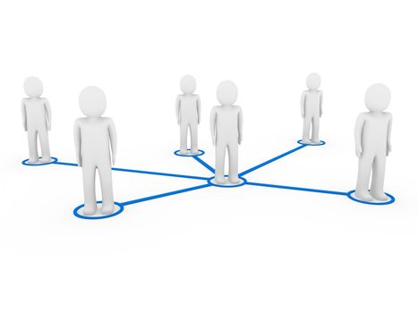 3d men network social blue people connection teamwork