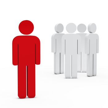 3d business team white success leader red
